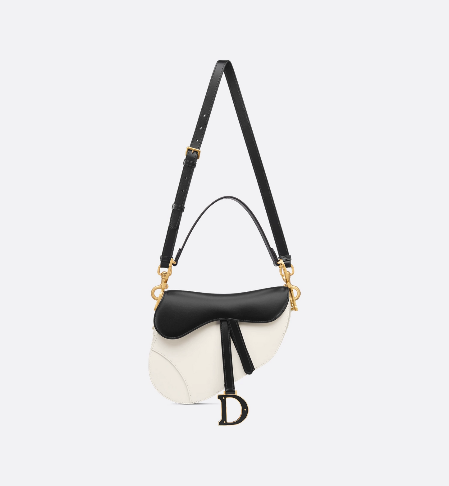 Saddle Bag with Strap - Two-Tone Latte and Black Supple