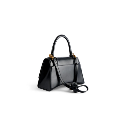 Hourglass Handbag Small in Black - Aged Gold Hardware