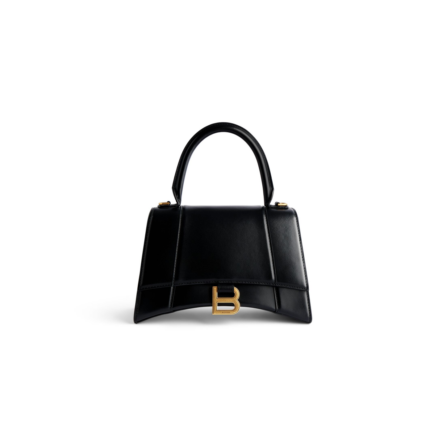 Hourglass Handbag Small in Black - Aged Gold Hardware