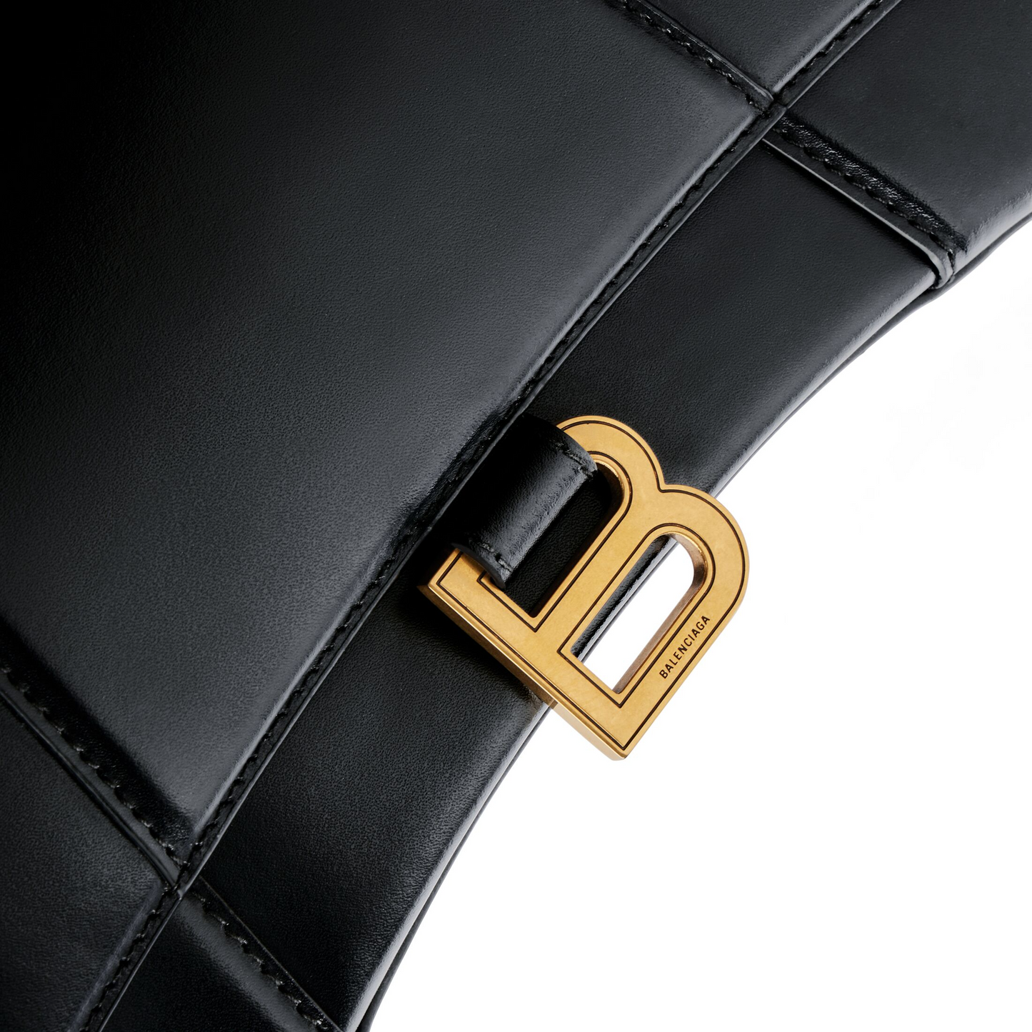 Hourglass Handbag Small in Black - Aged Gold Hardware