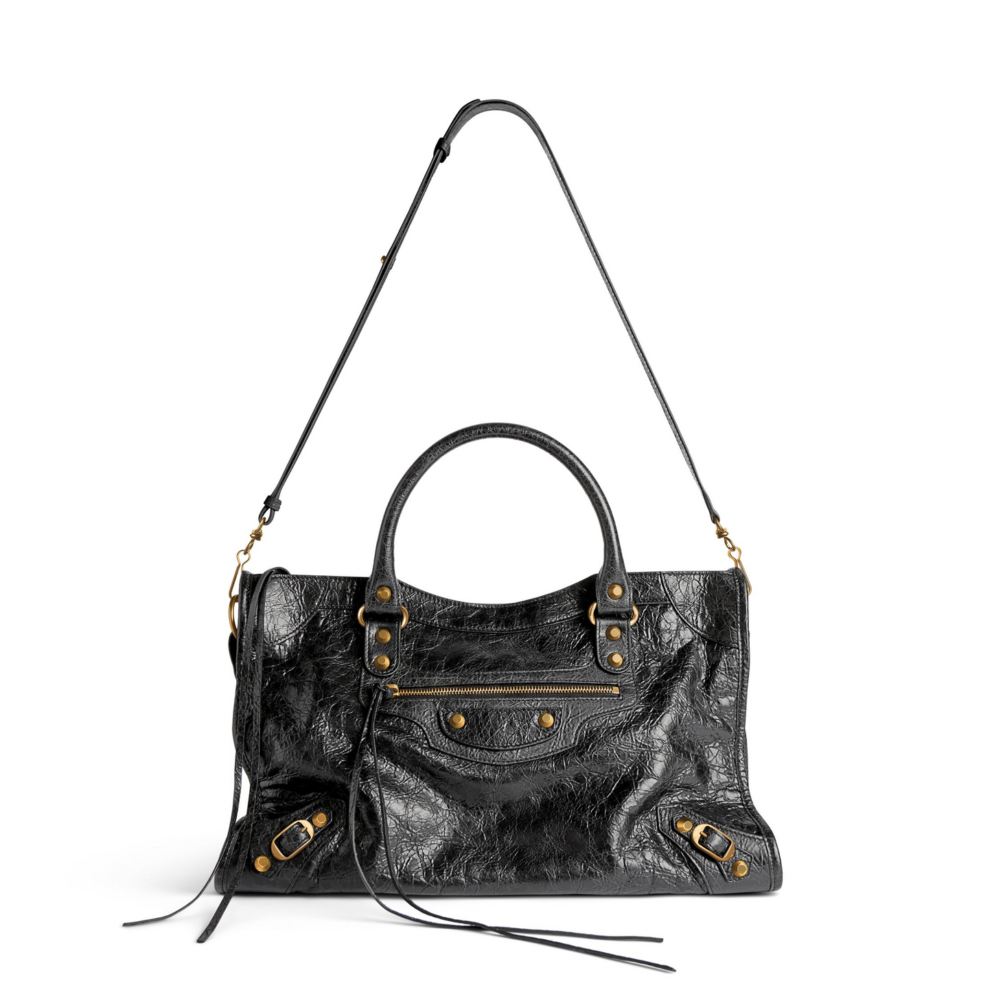 Le City Bag Medium in Black - Aged Gold Hardware