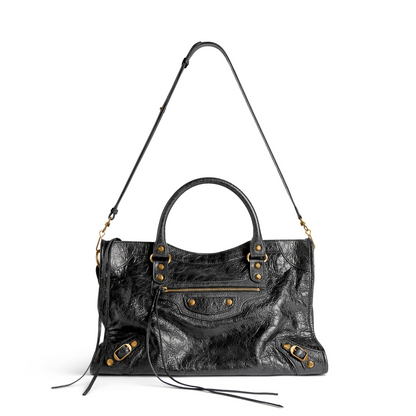 Le City Bag Medium in Black - Aged Gold Hardware