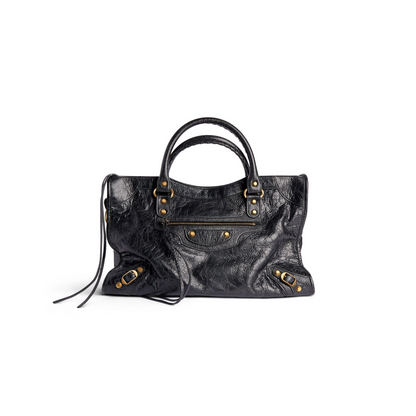 Le City Bag Medium in Black - Aged Gold Hardware