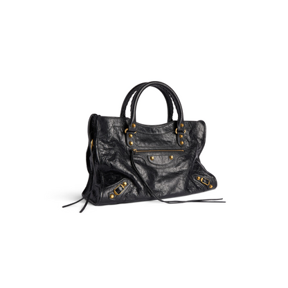 Le City Bag Medium in Black - Aged Gold Hardware