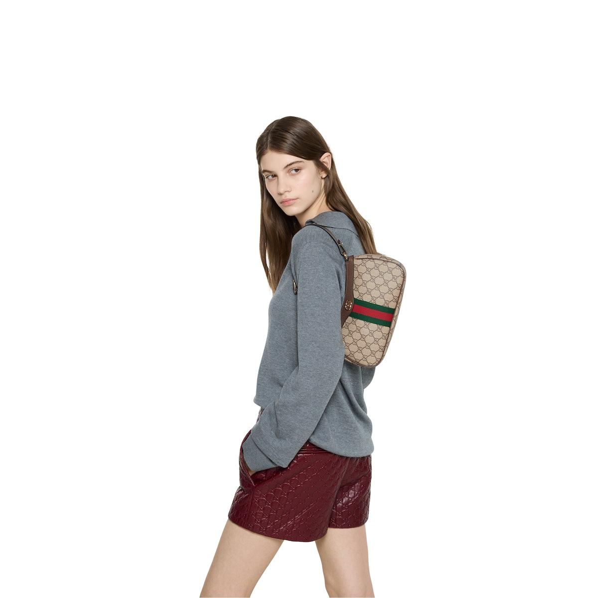 Ophidia Small Shoulder Bag - Beige and Brown