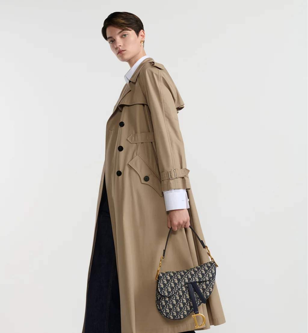 Saddle Bag with Strap - Blue Dior Oblique Jacquard