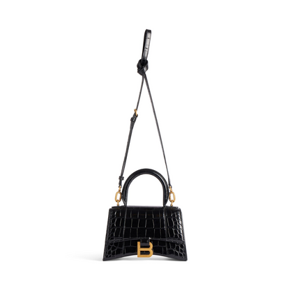 Hourglass Handbag XS in Black - Aged Gold Hardware