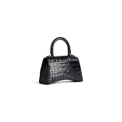 Hourglass Handbag XS in Black - Aged Gold Hardware