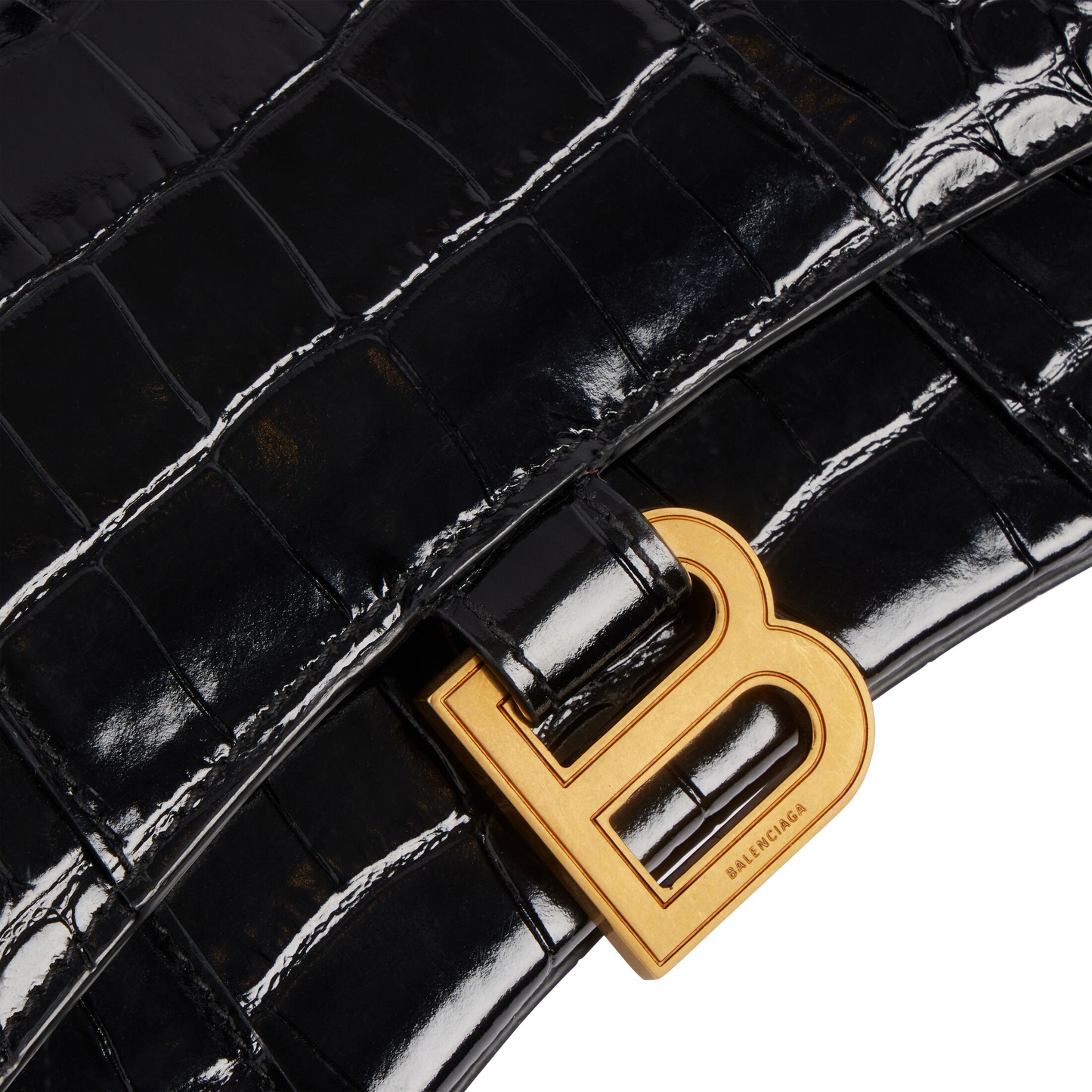 Hourglass Handbag XS in Black - Aged Gold Hardware