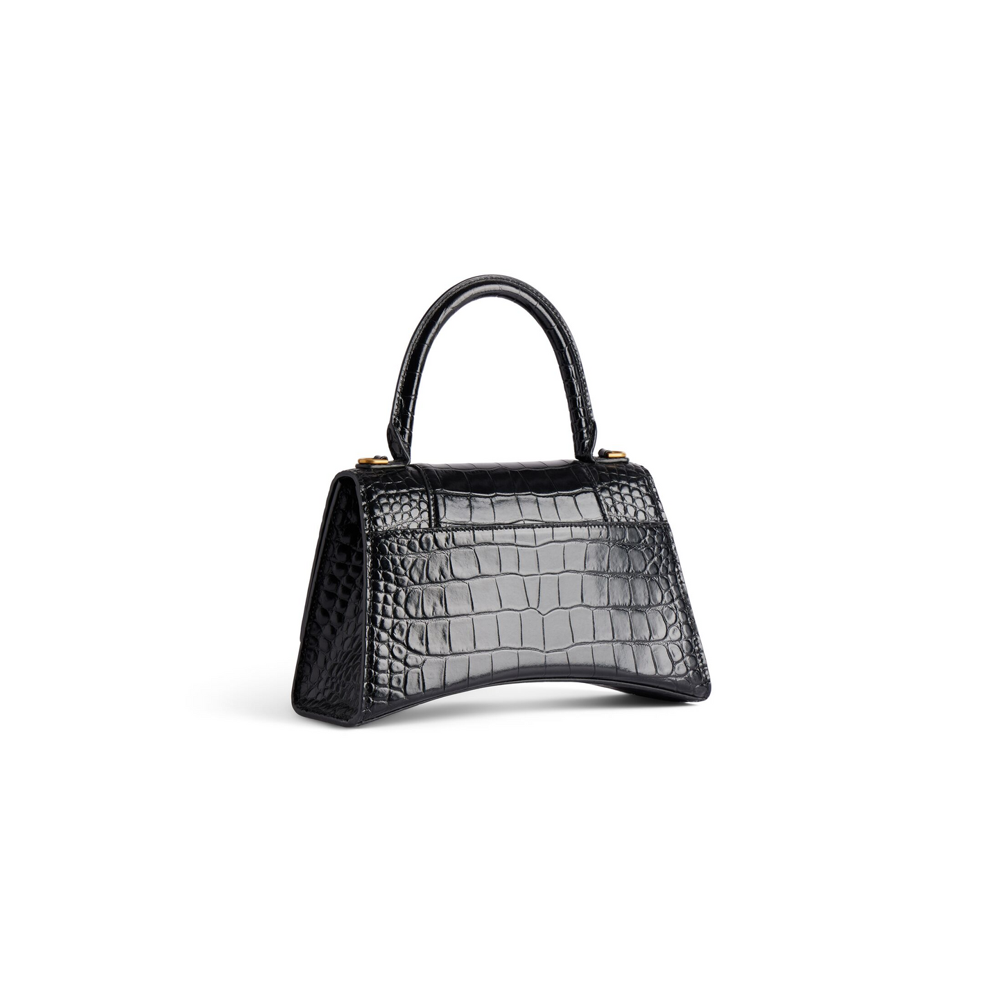 Hourglass Handbag Small in Black - Aged Gold Hardware