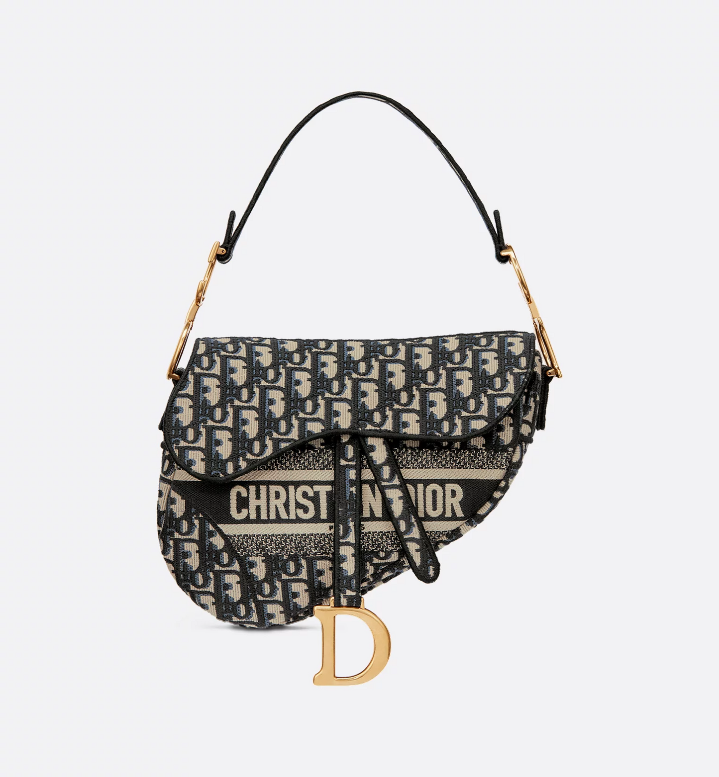 Saddle Bag - Blue Dior Oblique Embroidery