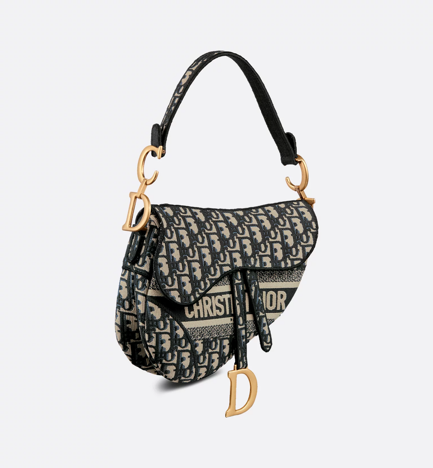Saddle Bag - Blue Dior Oblique Embroidery
