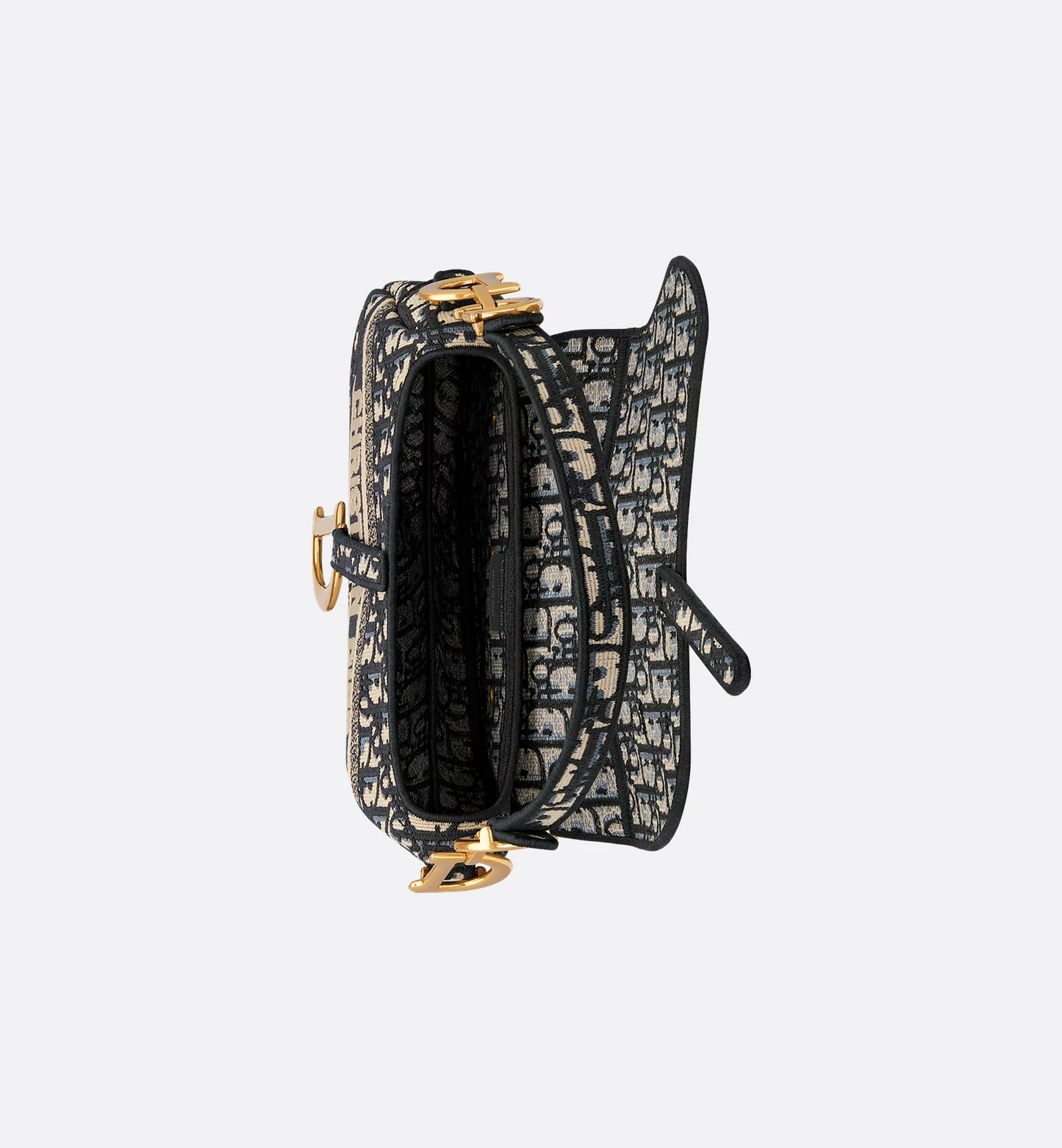 Saddle Bag - Blue Dior Oblique Embroidery