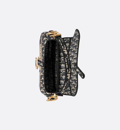 Saddle Bag - Blue Dior Oblique Embroidery