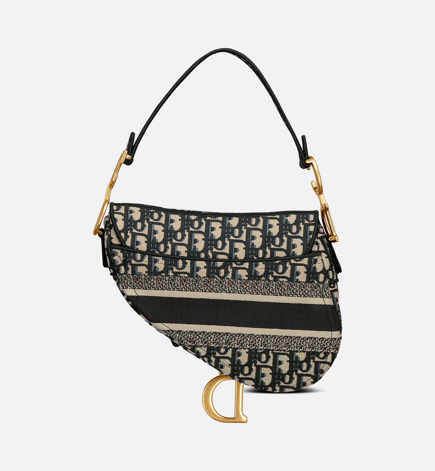 Saddle Bag - Blue Dior Oblique Embroidery