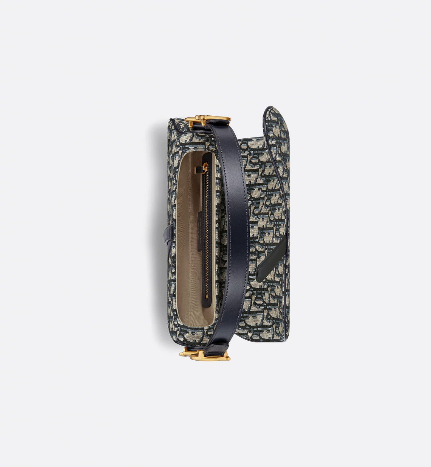Saddle Bag with Strap - Blue Dior Oblique Jacquard