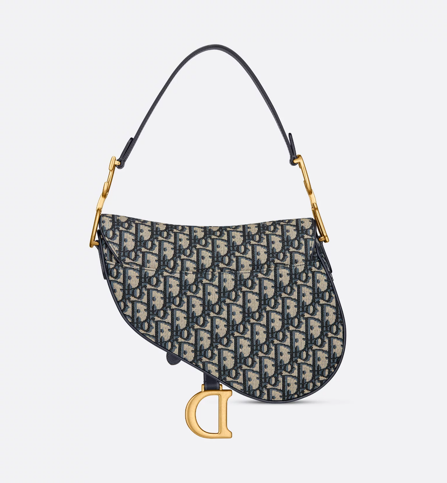 Saddle Bag with Strap - Blue Dior Oblique Jacquard
