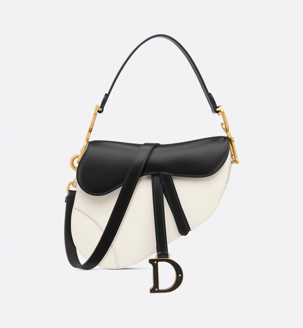 Saddle Bag with Strap - Two-Tone Latte and Black Supple