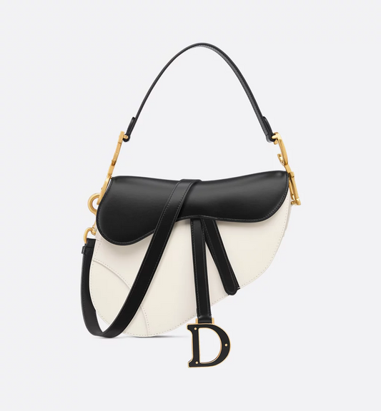 Saddle Bag with Strap - Two-Tone Latte and Black Supple