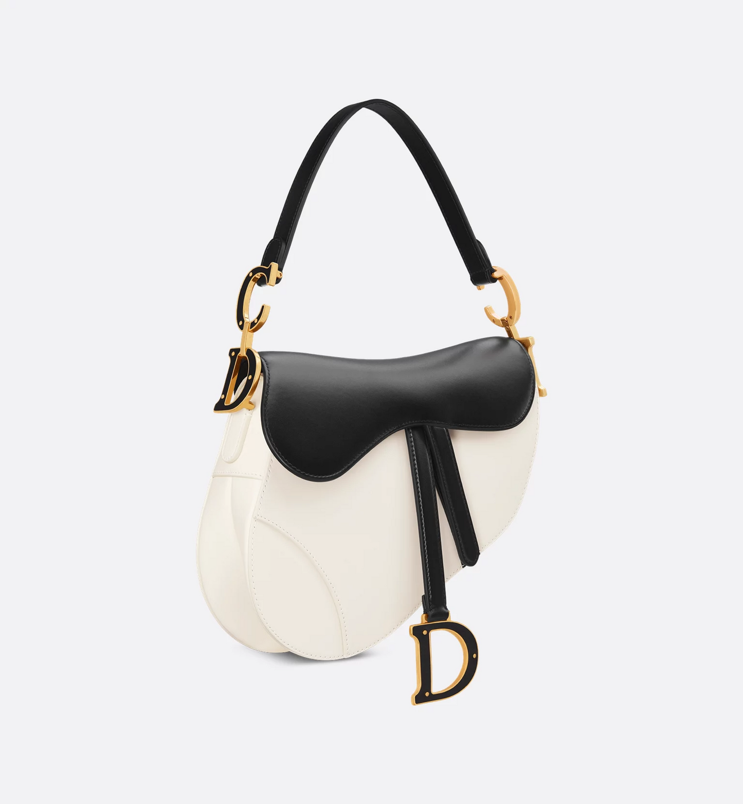 Saddle Bag with Strap - Two-Tone Latte and Black Supple
