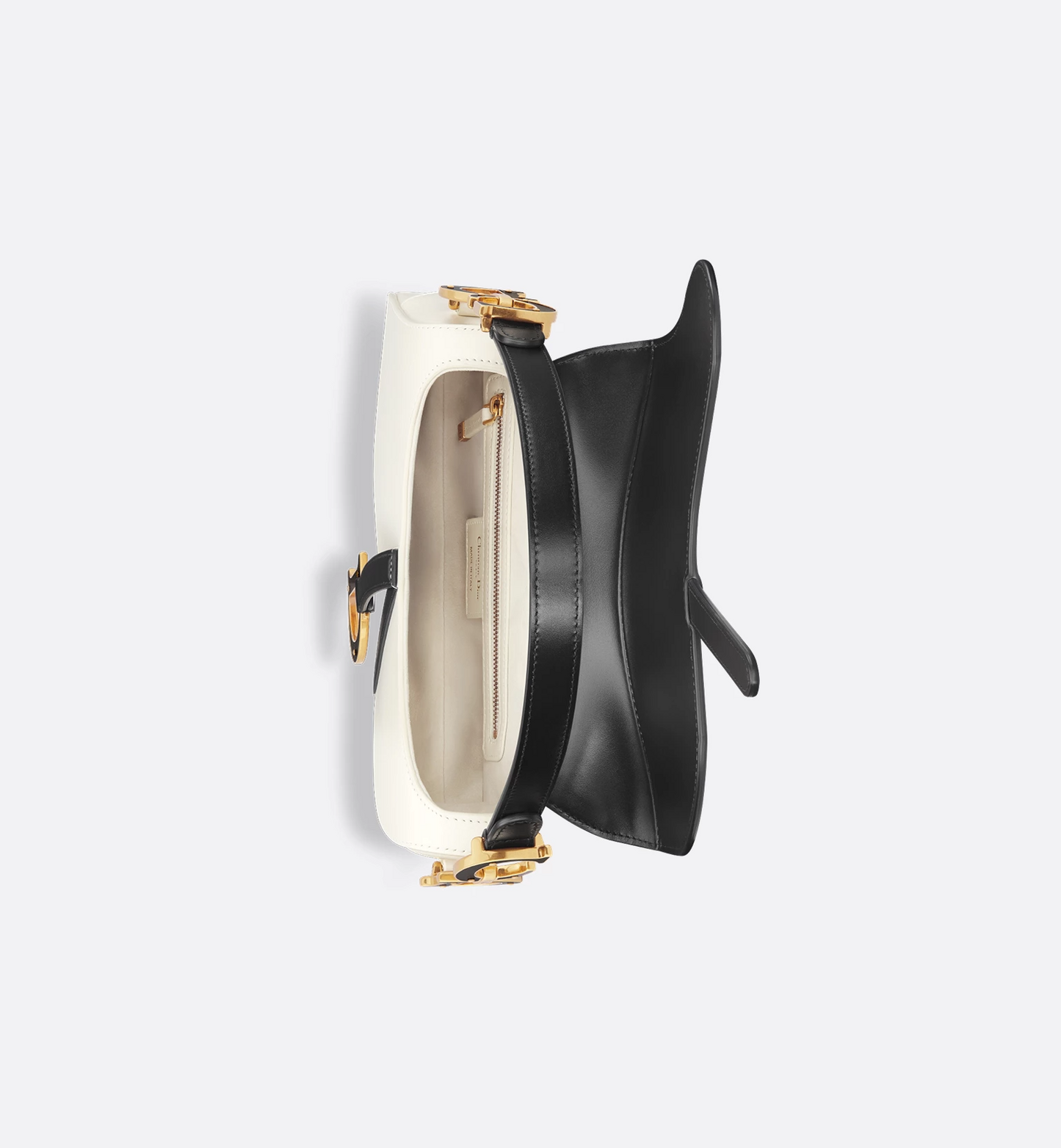 Saddle Bag with Strap - Two-Tone Latte and Black Supple