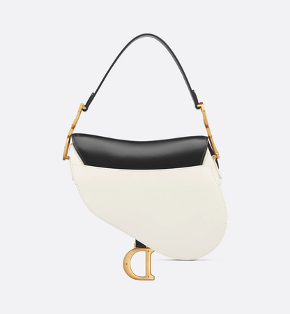 Saddle Bag with Strap - Two-Tone Latte and Black Supple